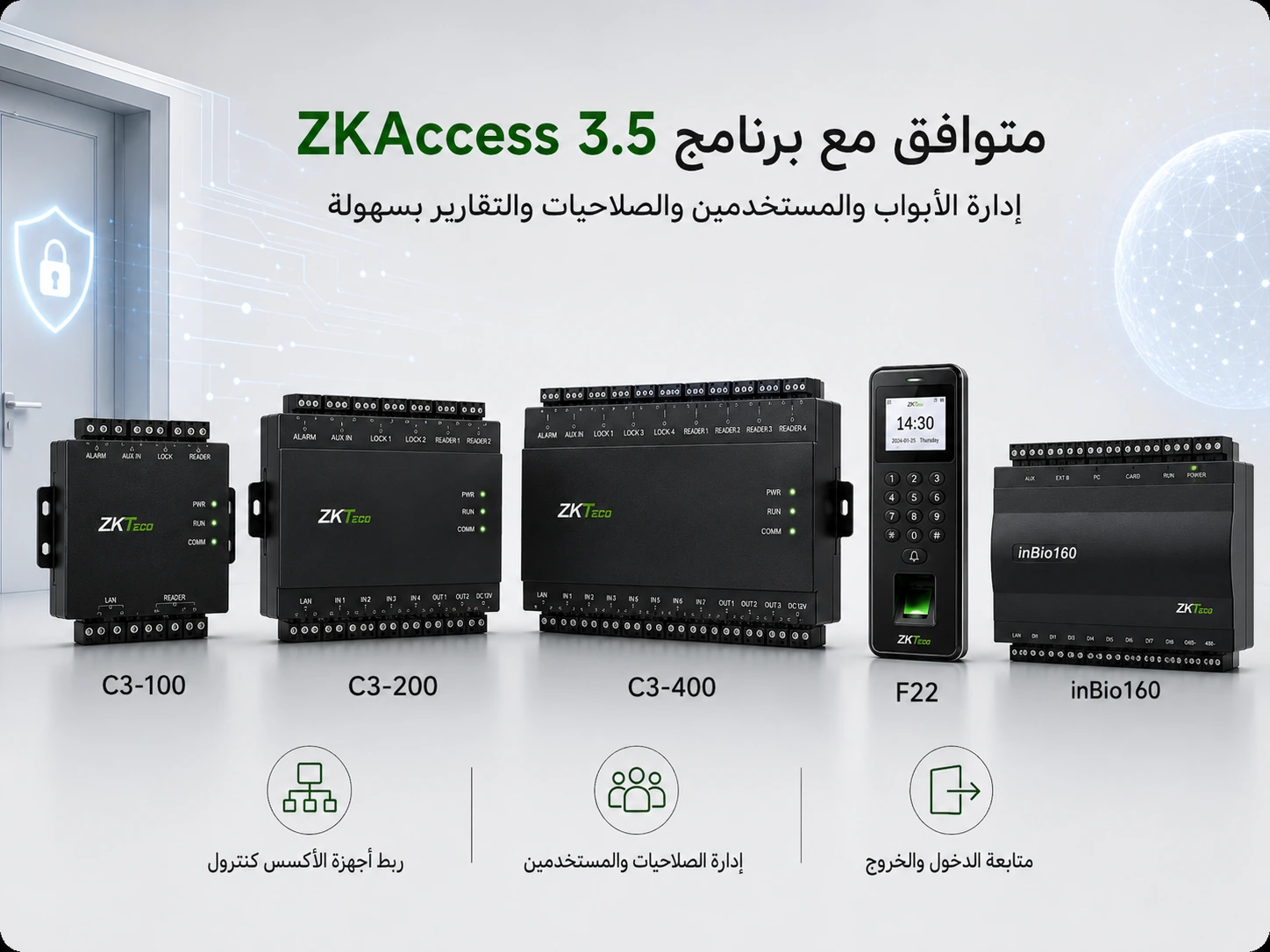 zkaccess 3 5 compatible devices approved أجهزة اكسس كنترول المتوافقة مع برنامج ZKAccess 3.5